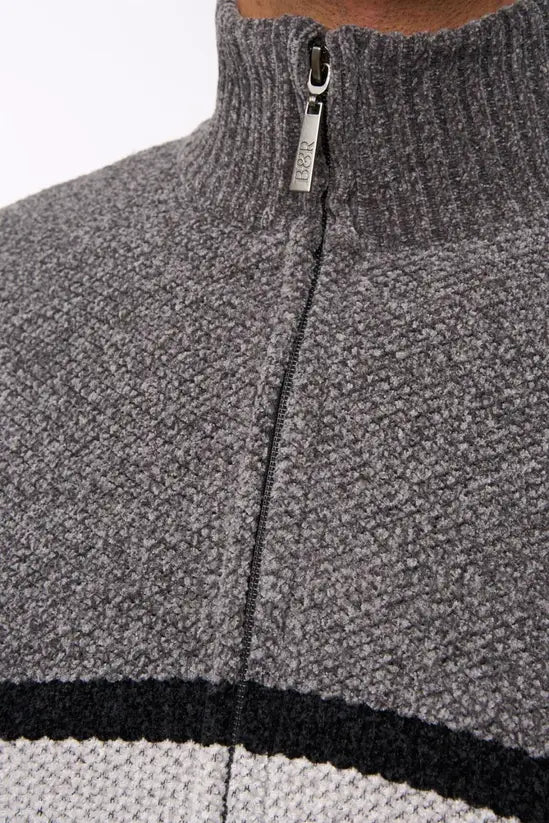Bewley & Ritch Stampton Funnel Neck Full Zip - Mid Grey