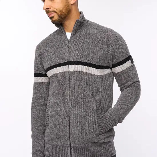 Bewley & Ritch Stampton Funnel Neck Full Zip - Mid Grey