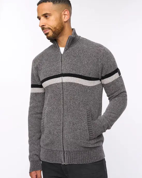 Bewley & Ritch Stampton Funnel Neck Full Zip - Mid Grey
