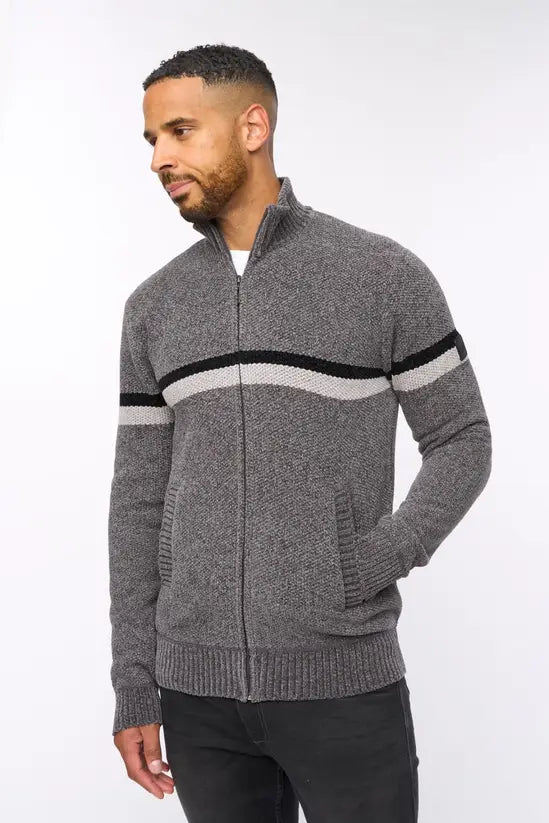 Bewley & Ritch Stampton Funnel Neck Full Zip - Mid Grey