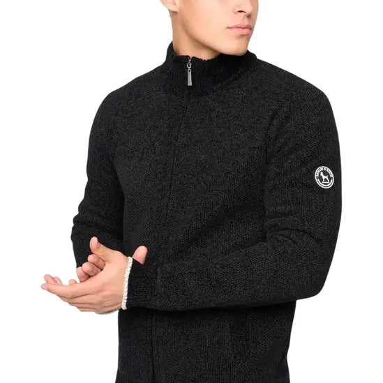 Bewley & Ritch Gladstone Funnel Neck Full Zip Knit - Black
