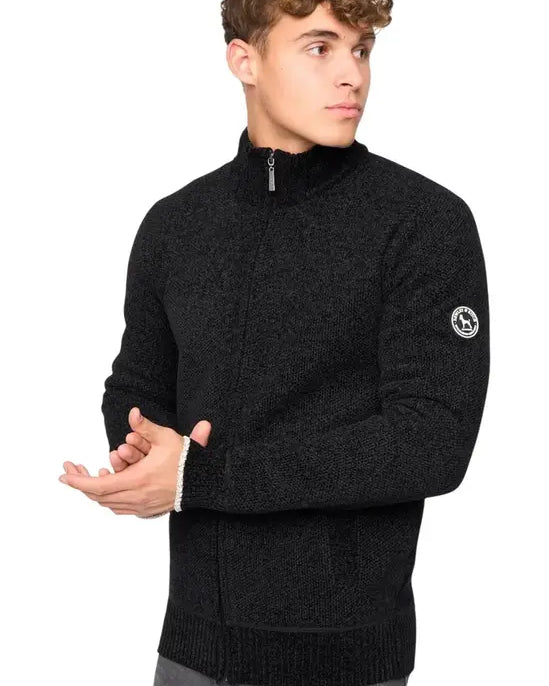 Bewley & Ritch Gladstone Funnel Neck Full Zip Knit - Black