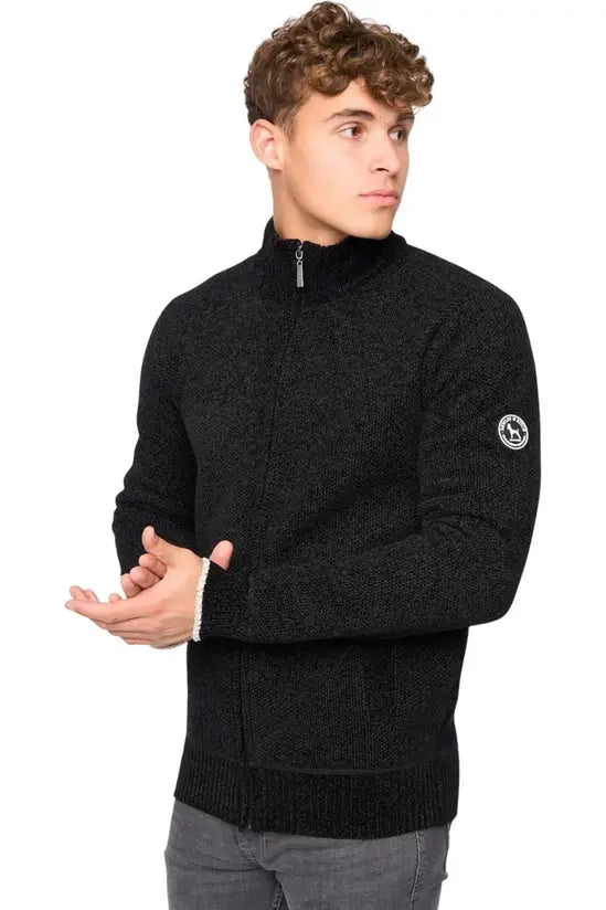 Bewley & Ritch Gladstone Funnel Neck Full Zip Knit - Black