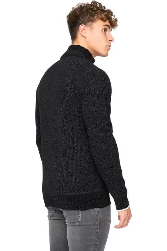 Bewley & Ritch Gladstone Funnel Neck Full Zip Knit - Black