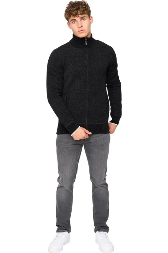 Bewley & Ritch Gladstone Funnel Neck Full Zip Knit - Black