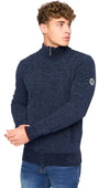 Bewley & Ritch Gladstone Funnel Neck Full Zip Knit - Navy