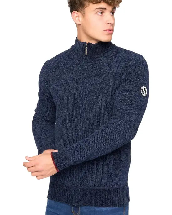 Bewley & Ritch Gladstone Funnel Neck Full Zip Knit - Navy
