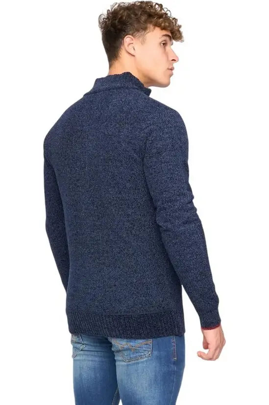Bewley & Ritch Gladstone Funnel Neck Full Zip Knit - Navy