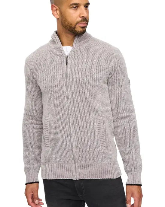 Bewley & Ritch Gladstone Funnel Neck Full Zip Knit - Light Grey