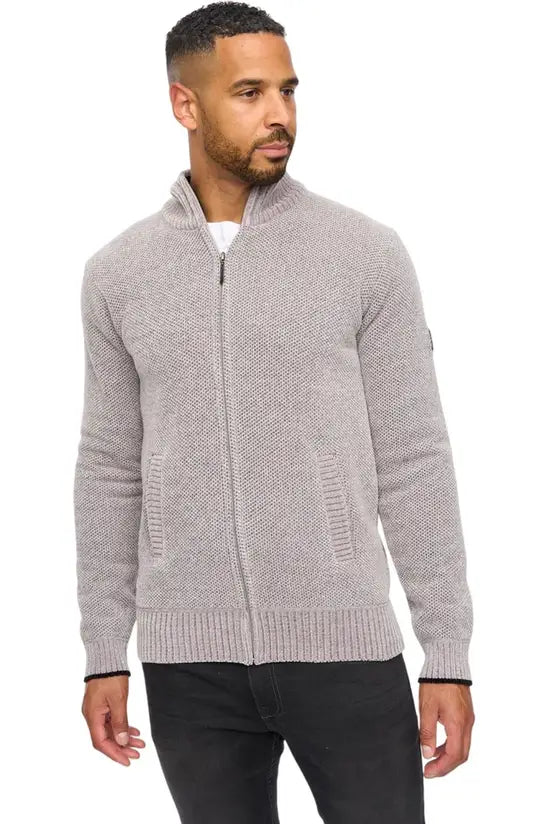 Bewley & Ritch Gladstone Funnel Neck Full Zip Knit - Light Grey