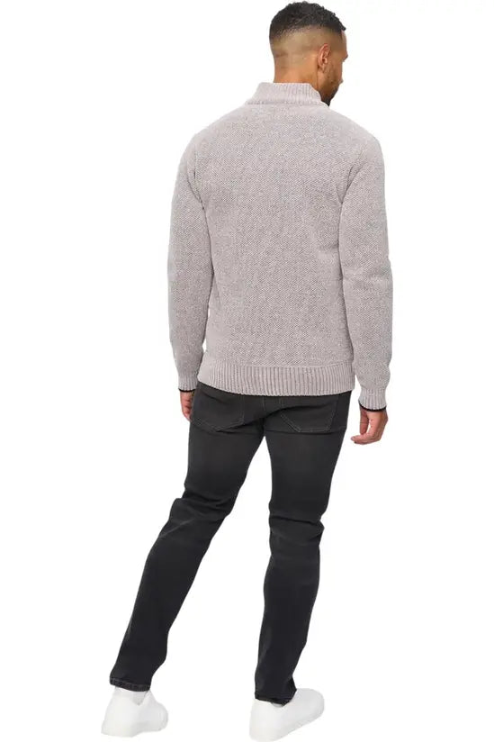 Bewley & Ritch Gladstone Funnel Neck Full Zip Knit - Light Grey