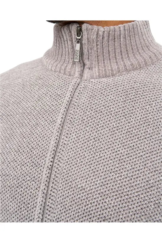 Bewley & Ritch Gladstone Funnel Neck Full Zip Knit - Light Grey