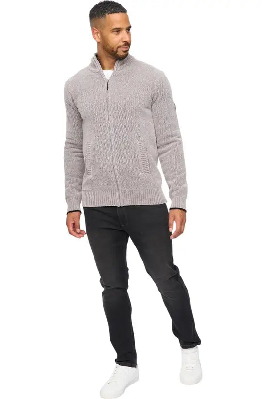 Bewley & Ritch Gladstone Funnel Neck Full Zip Knit - Light Grey