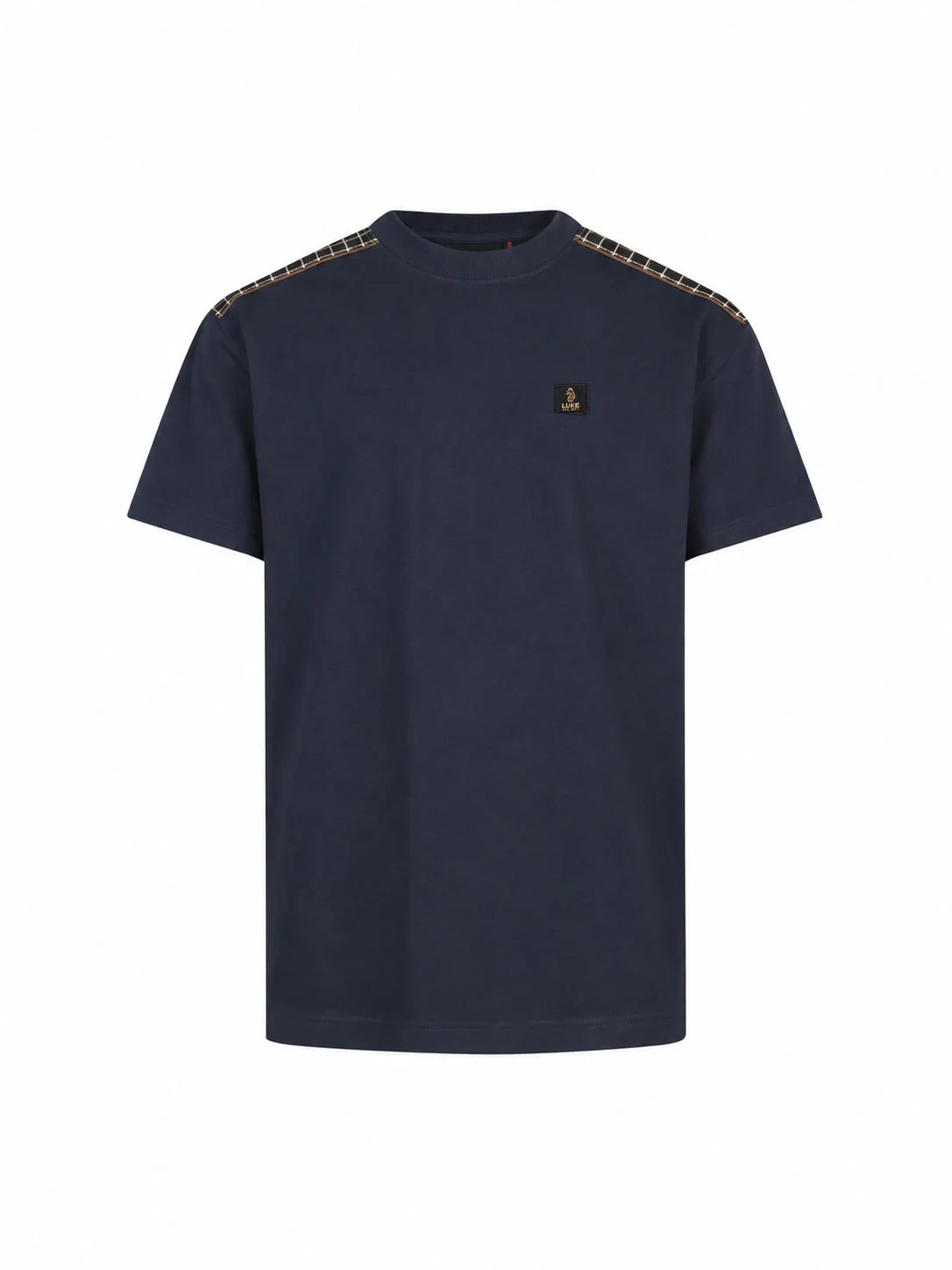Luke 1977 M810112 Firth Shoulder Check Panels T-Shirt - Dark Navy