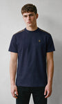 Luke 1977 M810112 Firth Shoulder Check Panels T-Shirt - Dark Navy