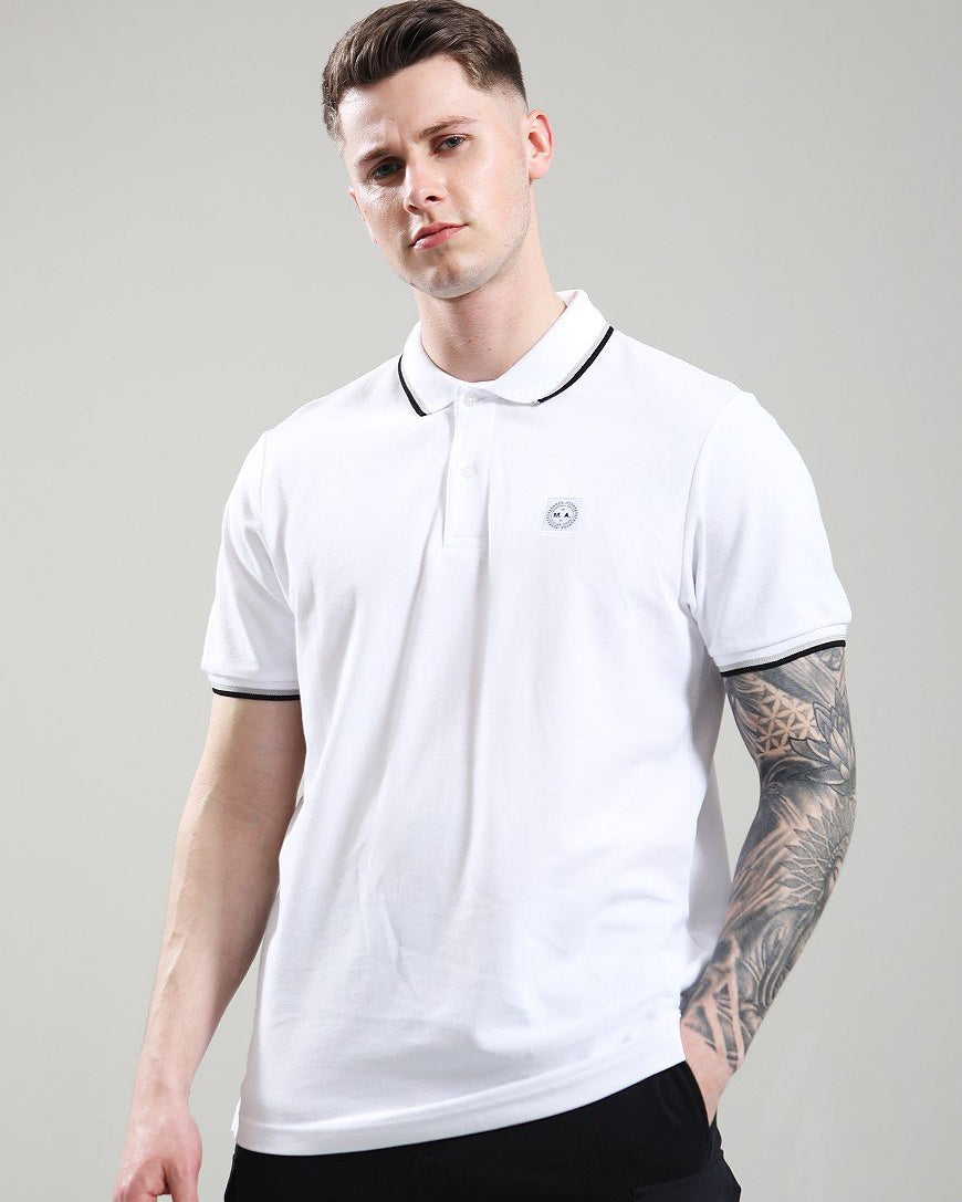 Marshall Artist MSATM10930 Tipped Polo Shirt - White