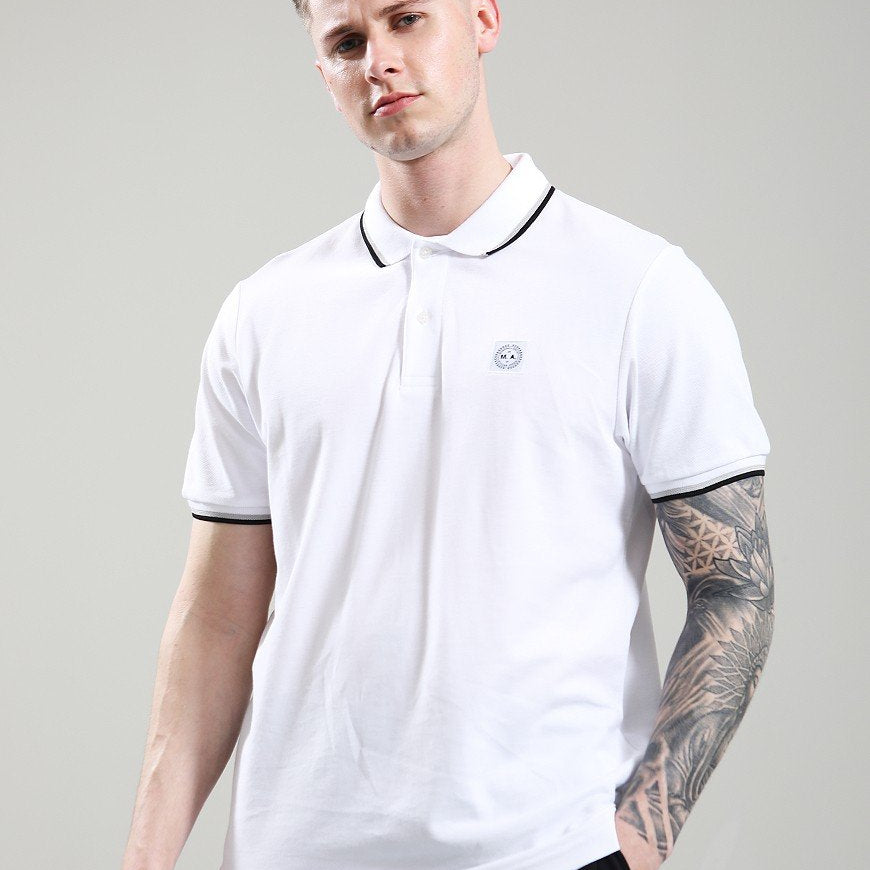 Marshall Artist MSATM10930 Tipped Polo Shirt - White