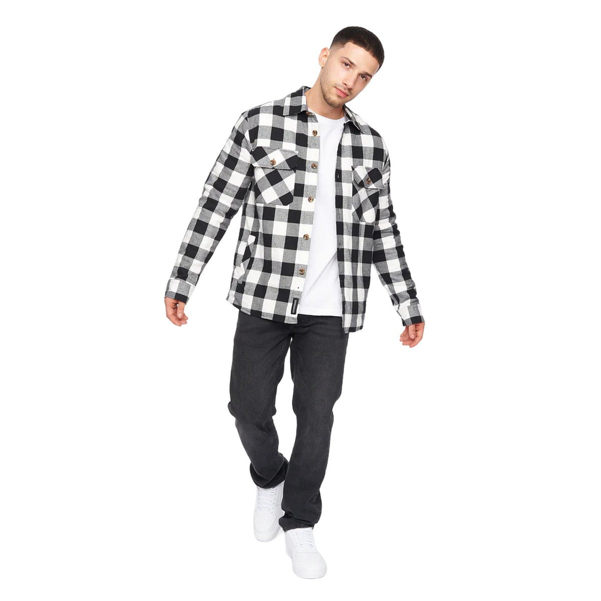 Crosshatch Demaro Check Lined Overshirt - Black