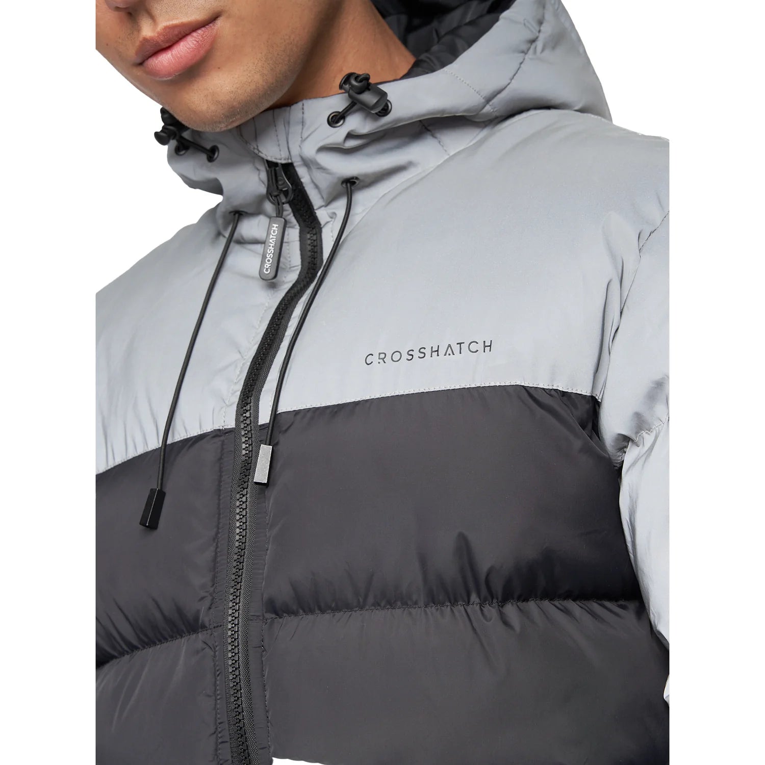 Crosshatch Rotham Reflective Puffer Jacket - Black