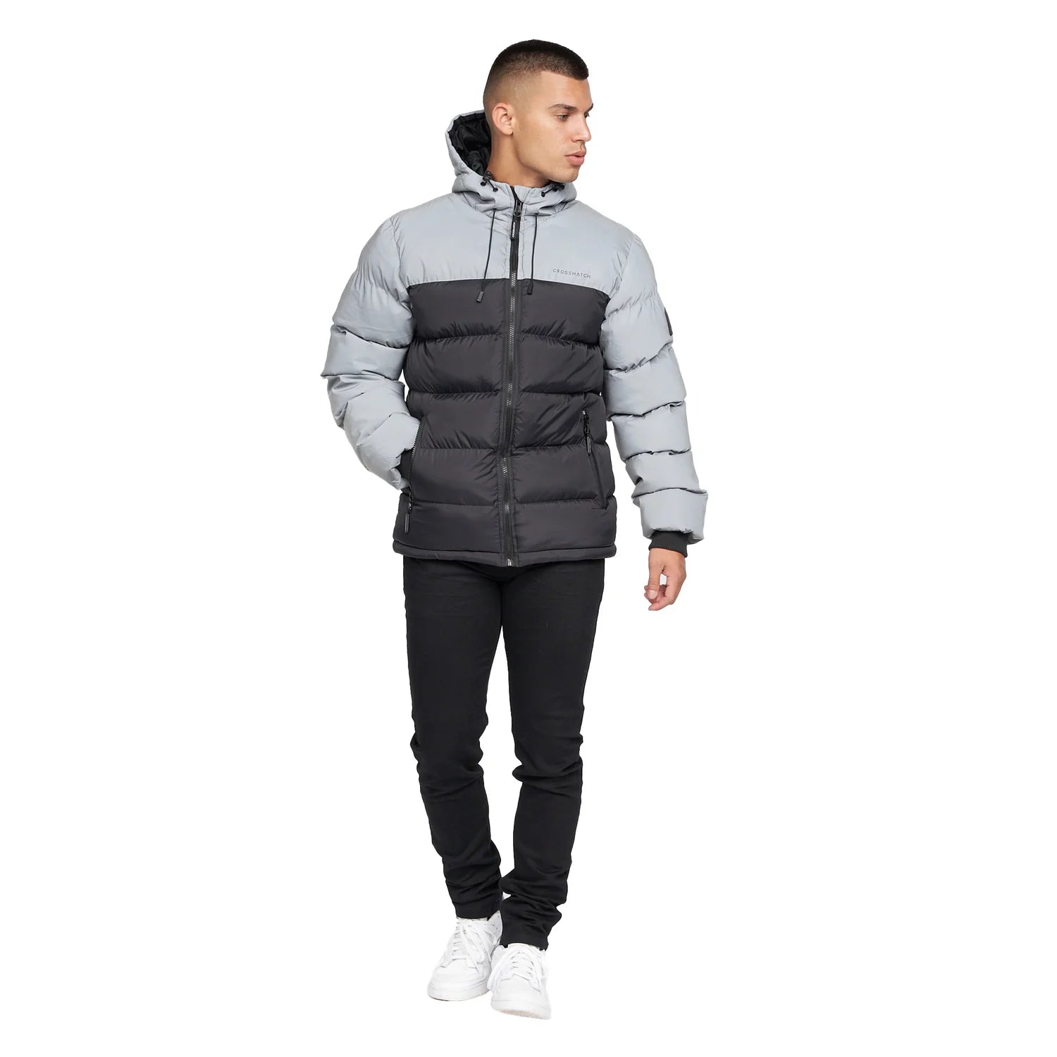 Crosshatch Rotham Reflective Puffer Jacket - Black
