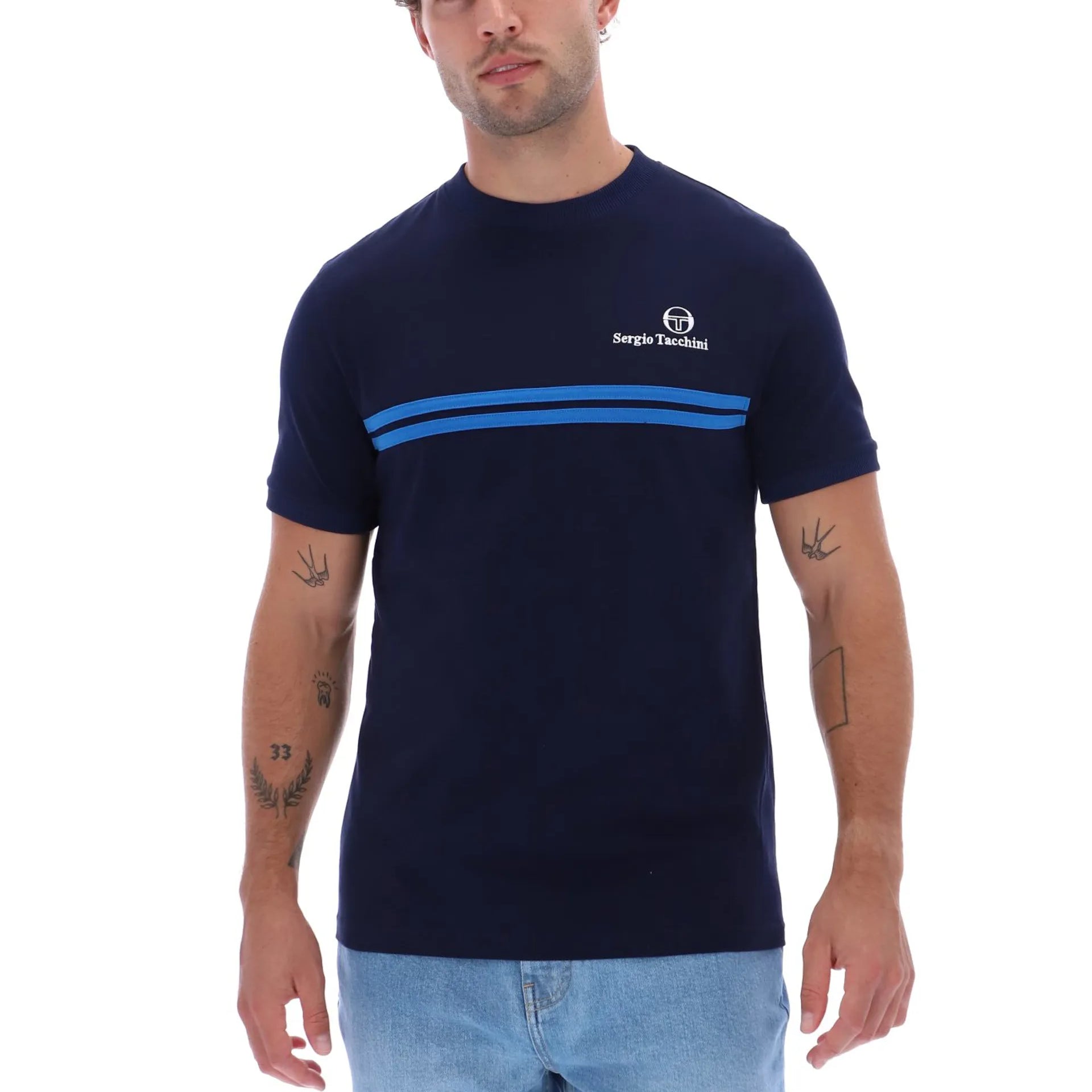 Sergio Tacchini STM21143 New Supermac T-Shirt 564 Maritime Blue/Princess Blue