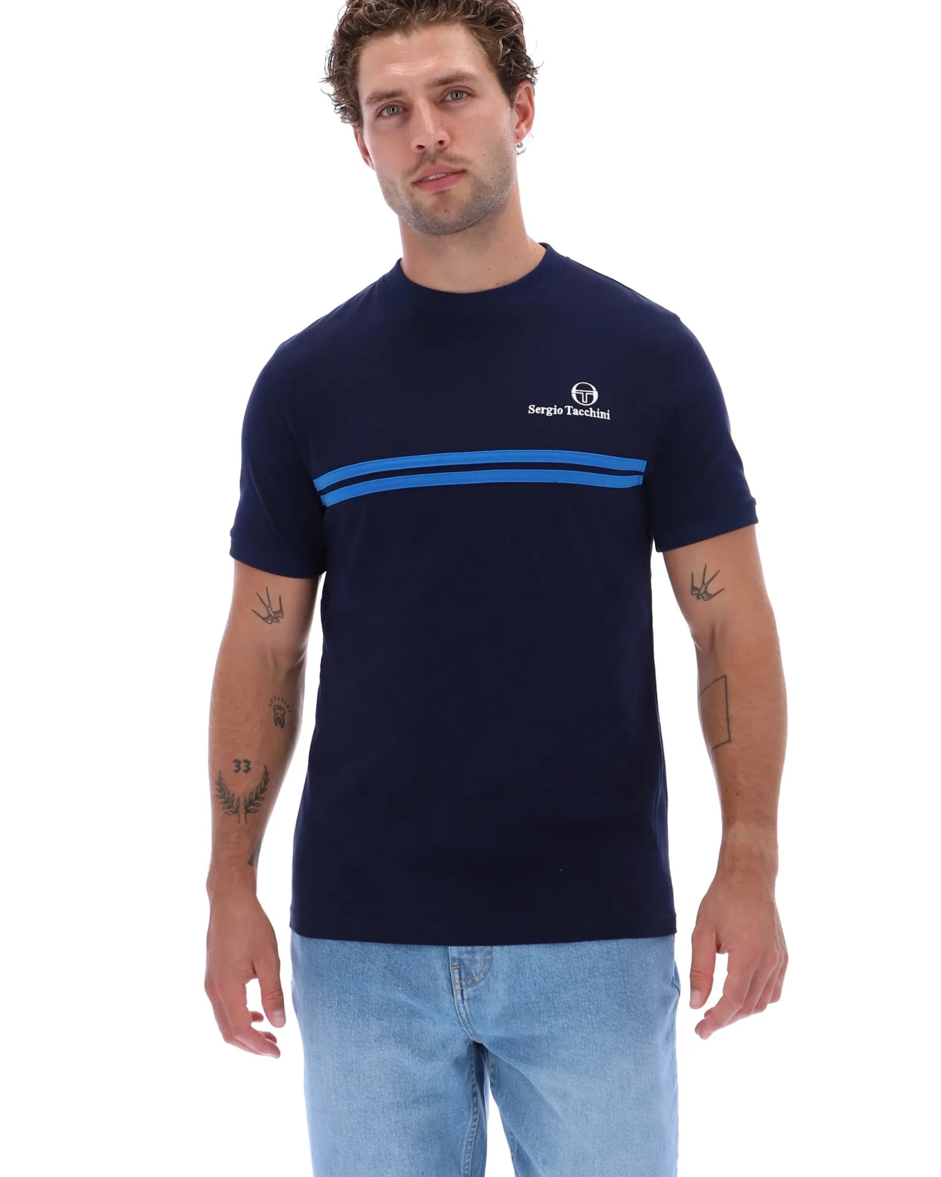 Sergio Tacchini STM21143 New Supermac T-Shirt 564 Maritime Blue/Princess Blue