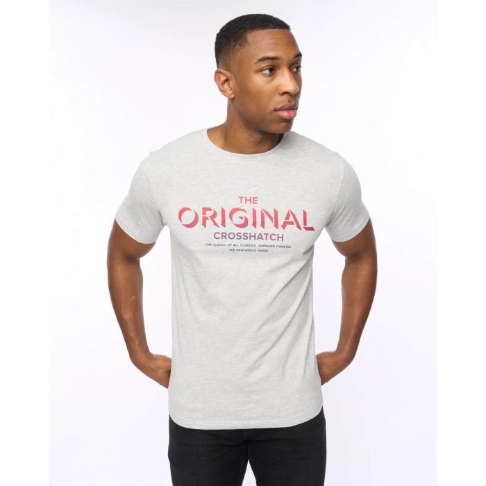 Crosshatch Off Axis T-Shirt - Grey Marl