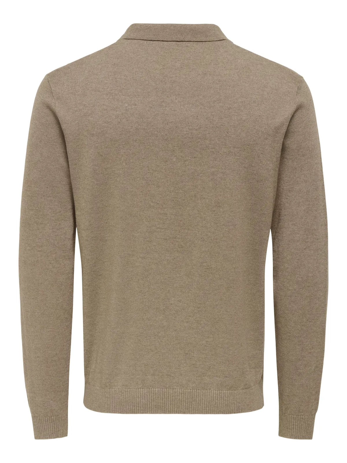 Only & Sons Loui Knitted LS Polo - Desert Taupe/Melange