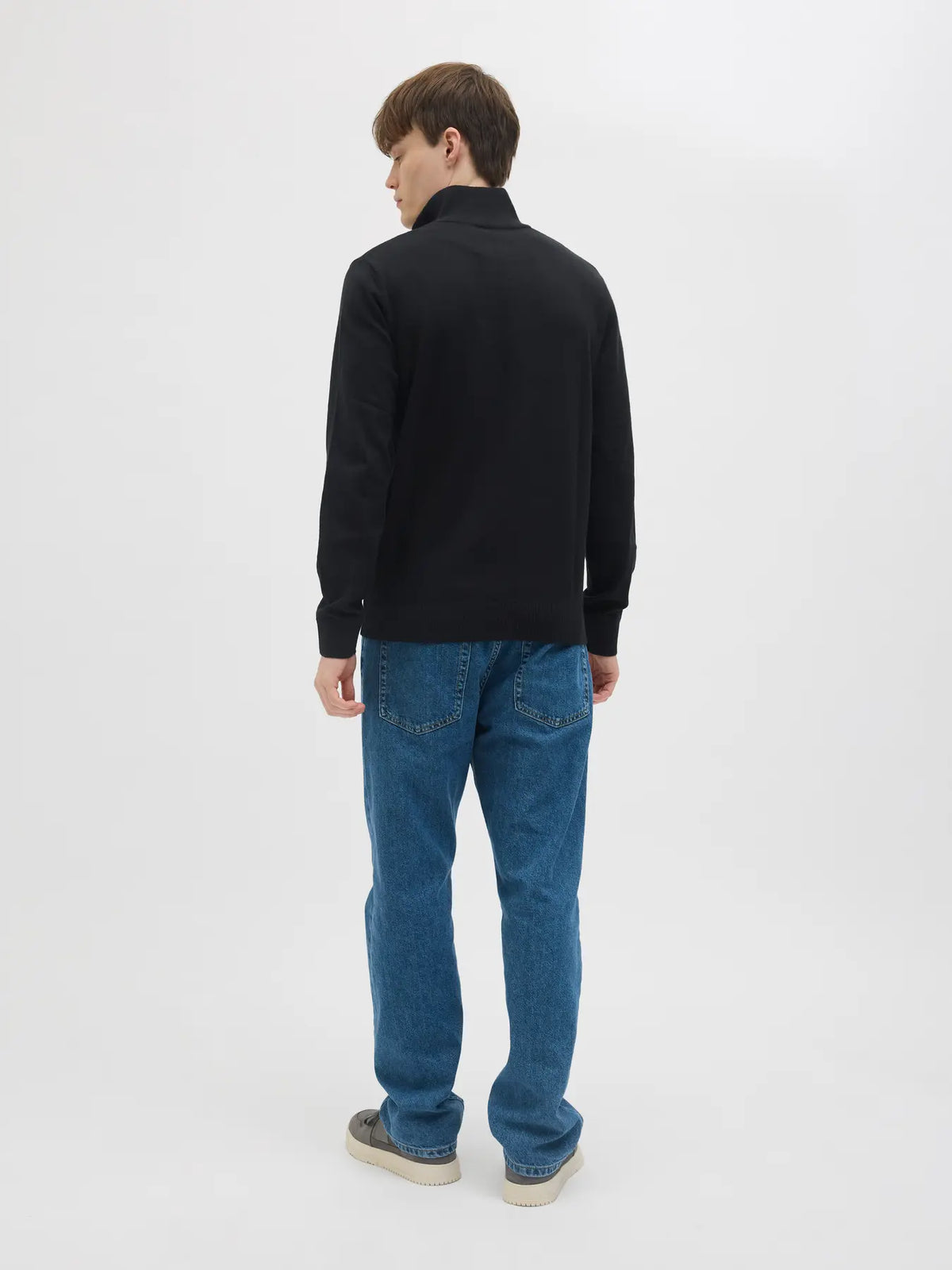 JJ Rebel Callum Half Zip Knitted Sweatshirt - Black