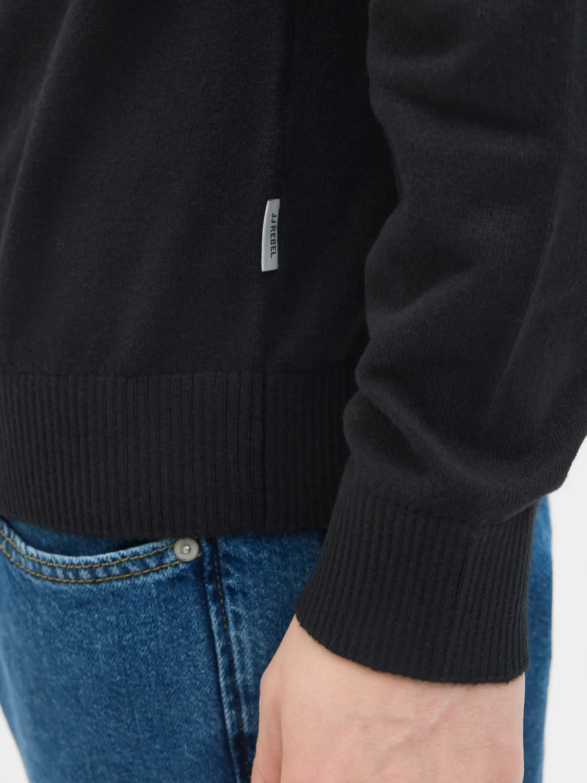 JJ Rebel Callum Half Zip Knitted Sweatshirt - Black