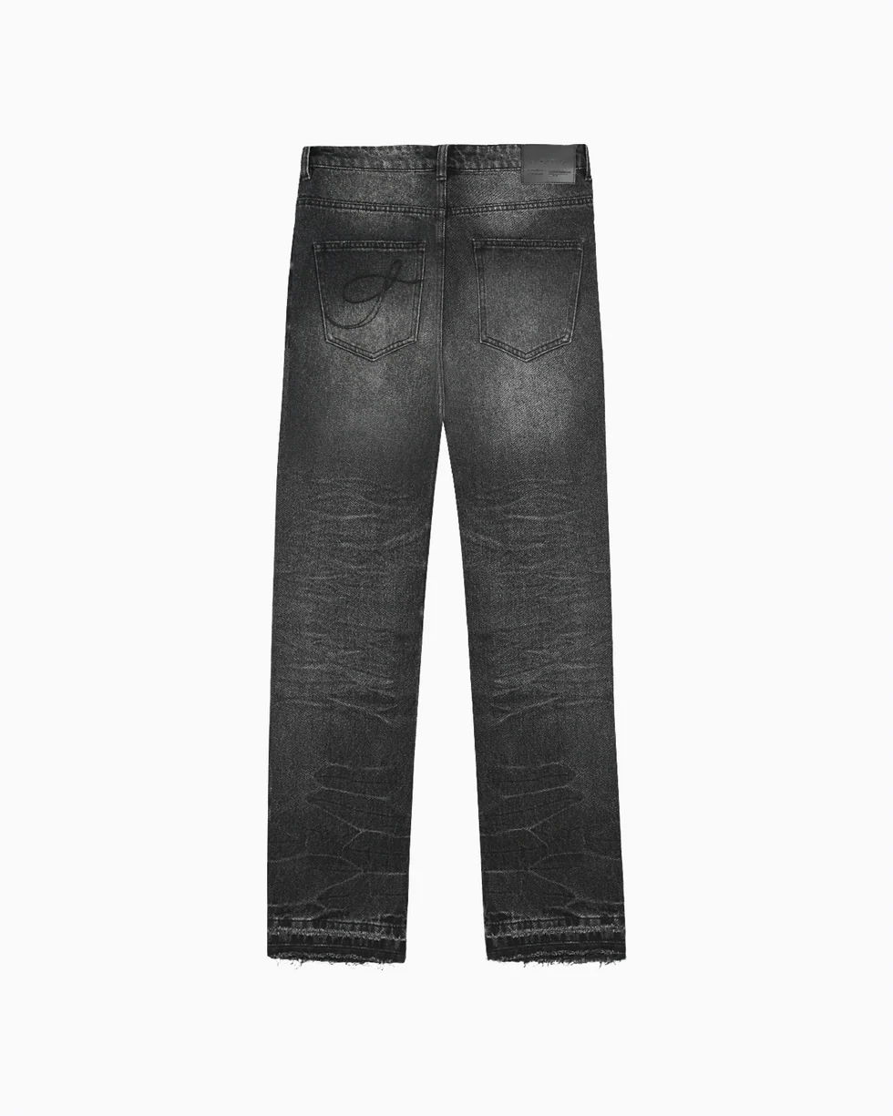 Syenti Released Hem Jeans - Black