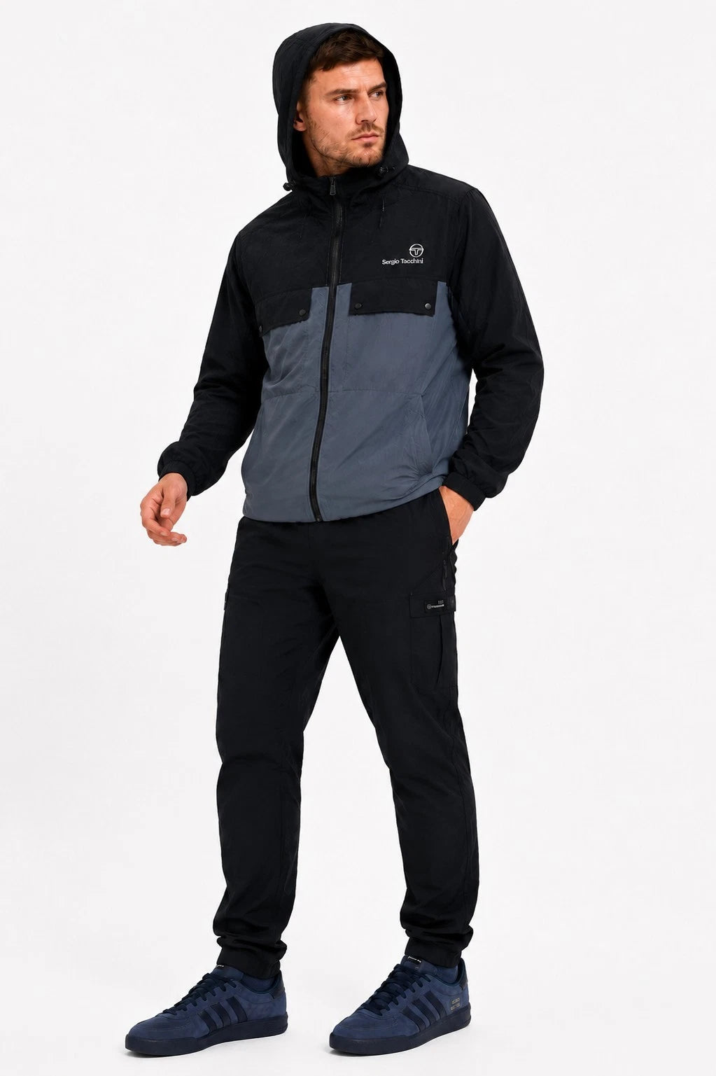 Sergio Tacchini STM21327 Alba Hooded Jacket 377 - Black/Turbulence