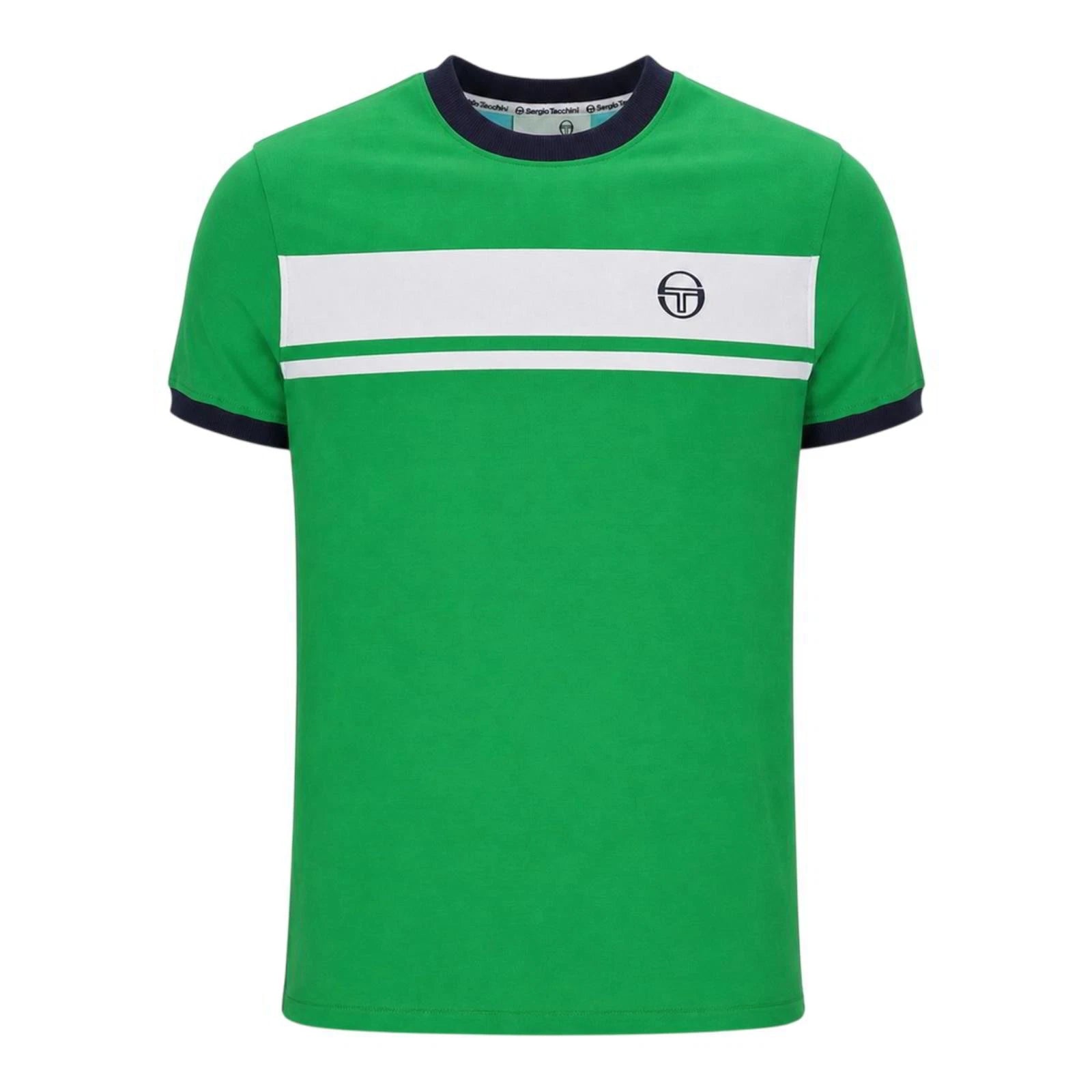 Sergio Tacchini STM14593 Master Crewneck T-Shirt 141 - Fern Green/Maritime Blue/White