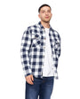 Crosshatch Demaro Check Lined Overshirt - Navy
