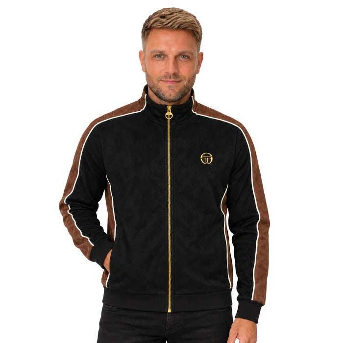 Sergio Tacchini STM21368 Contrasto Suede Track Top 270 - Black/Potting Soil/Gardenia