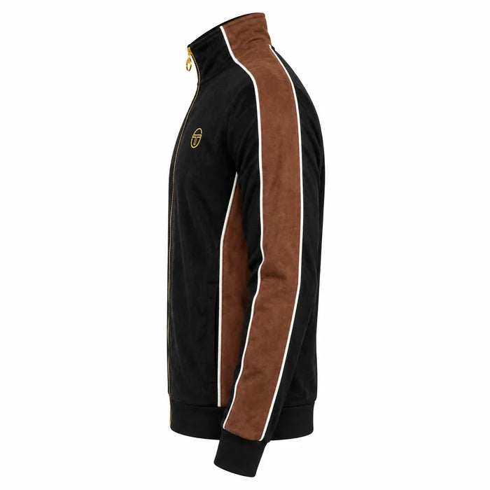 Sergio Tacchini STM21368 Contrasto Suede Track Top 270 - Black/Potting Soil/Gardenia