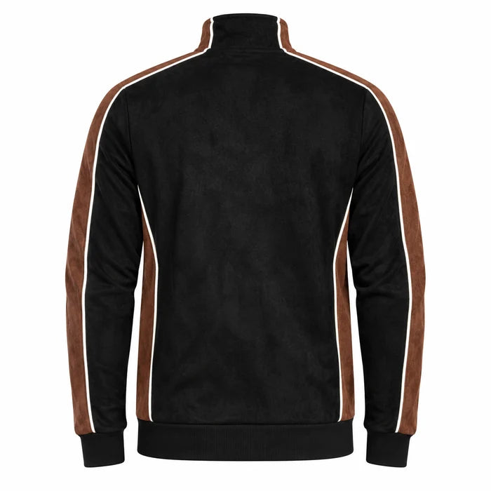 Sergio Tacchini STM21368 Contrasto Suede Track Top 270 - Black/Potting Soil/Gardenia