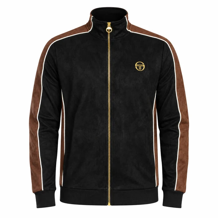 Sergio Tacchini STM21368 Contrasto Suede Track Top 270 - Black/Potting Soil/Gardenia
