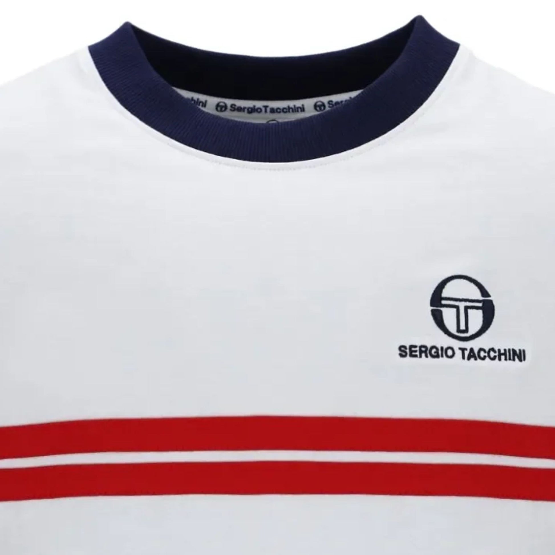 Sergio Tacchini STM14565 Supermac T-Shirt - White/Maritime Blue/Adrenaline Rush