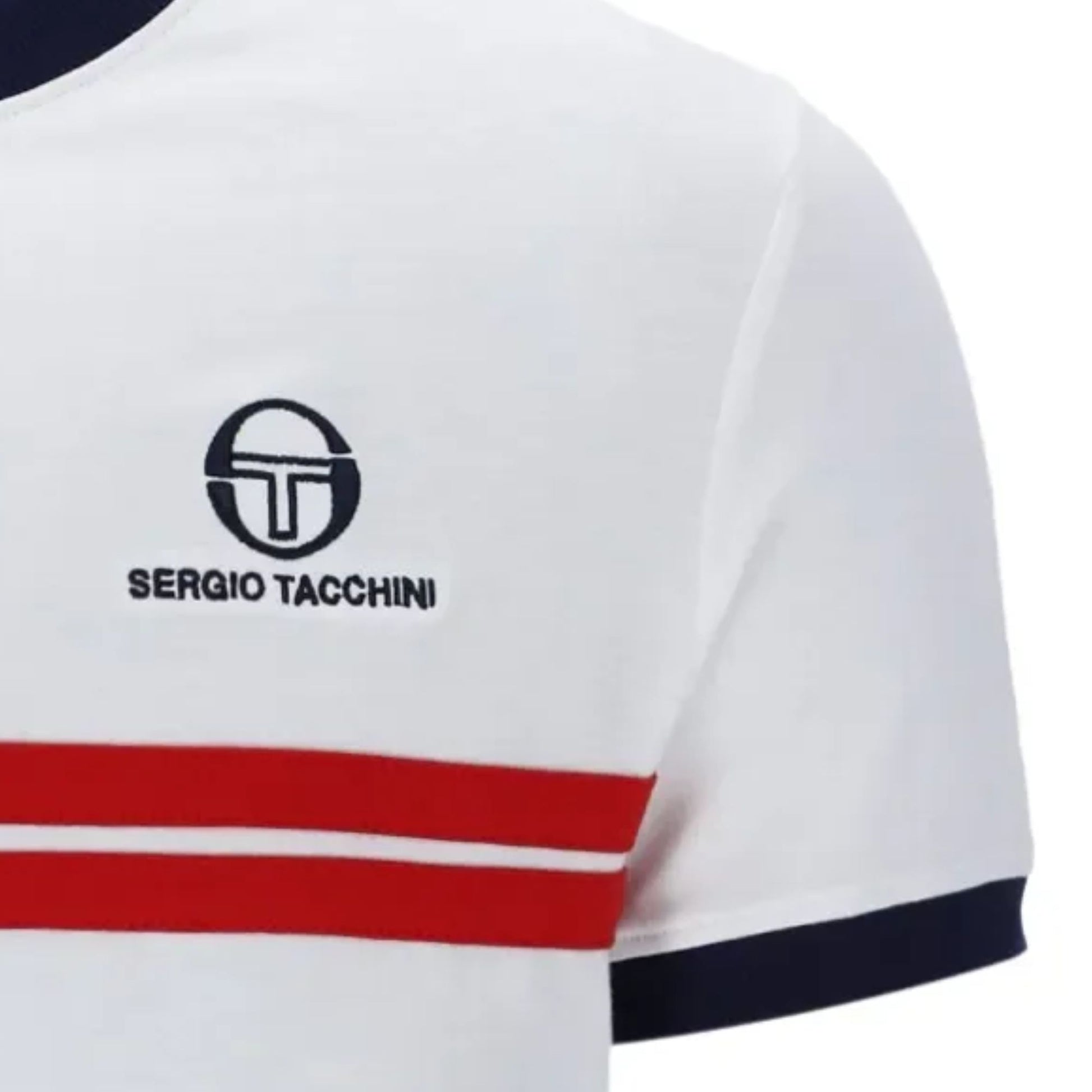 Sergio Tacchini STM14565 Supermac T-Shirt - White/Maritime Blue/Adrenaline Rush