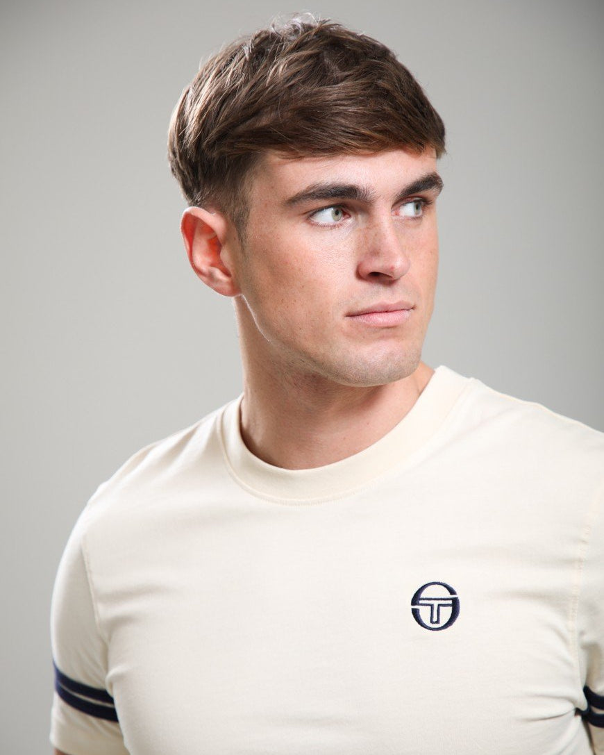 Sergio Tacchini STM18376 Grello Crewneck T-Shirt 120 - Sandshell/Maritime Blue