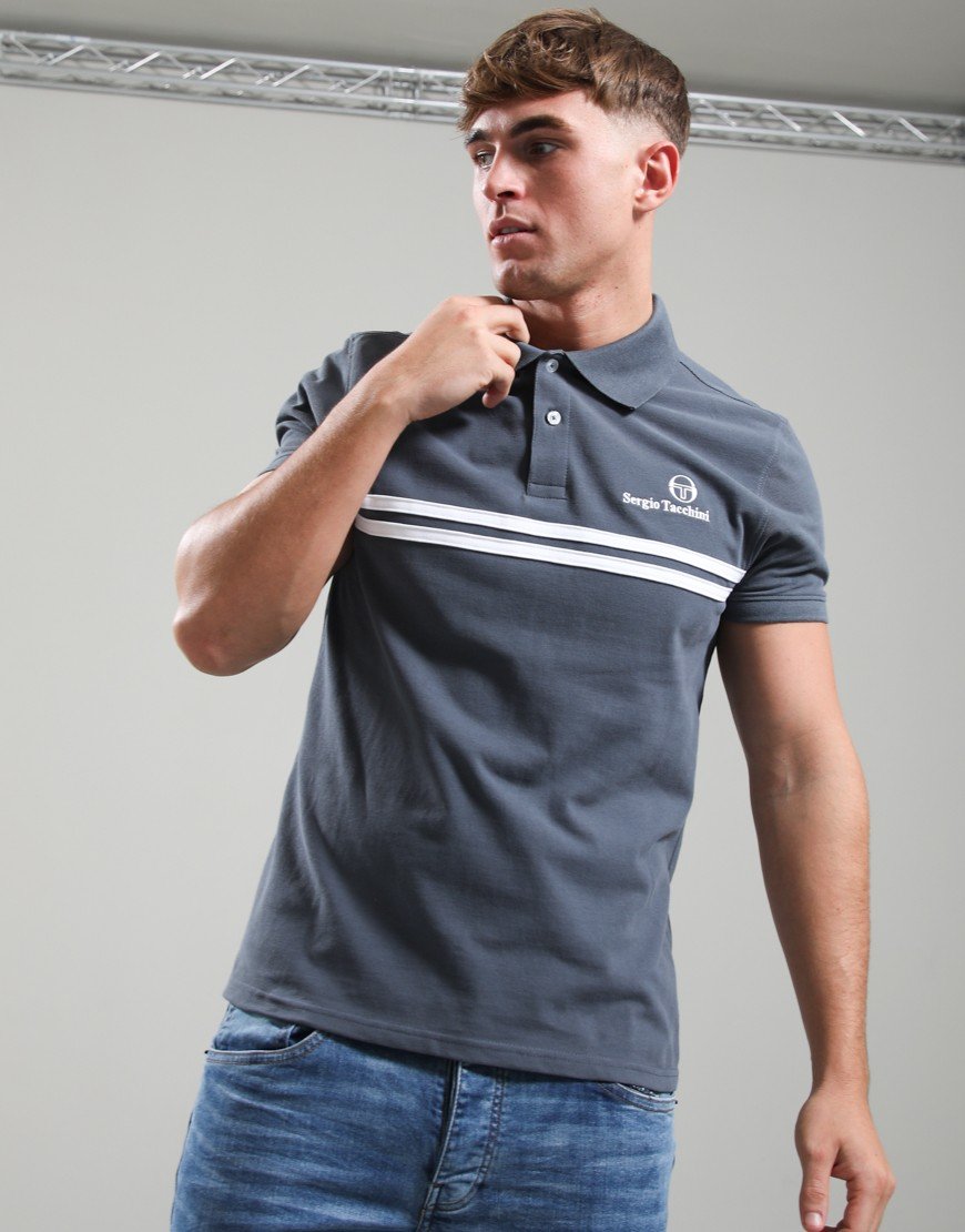 Sergio Tacchini STM1140 New Supermac Polo Shirt 595 - Turbulence/White