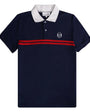 Sergio Tacchini STM14566 Supermac Polo Shirt - Maritime Blue/Adrenaline Rush