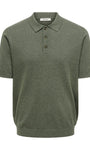 Only & Sons Loui Regular Knitted Polo T-Shirt - Castor Grey/Melange