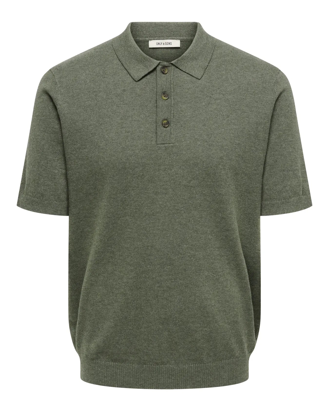 Only & Sons Loui Regular Knitted Polo T-Shirt - Castor Grey/Melange