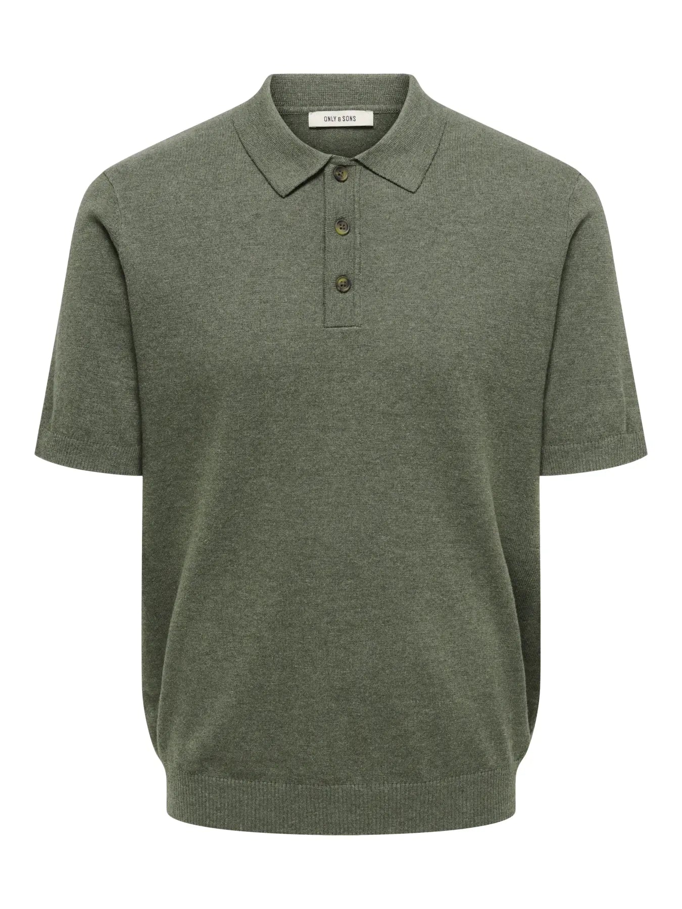 Only & Sons Loui Regular Knitted Polo T-Shirt - Castor Grey/Melange