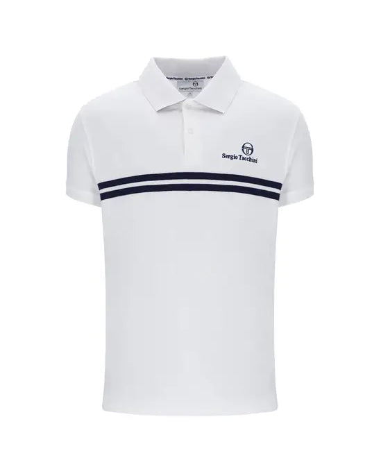 Sergio Tacchini STM1140 New Supermac Polo Shirt 603 - White/Maritime Blue/Princess Blue