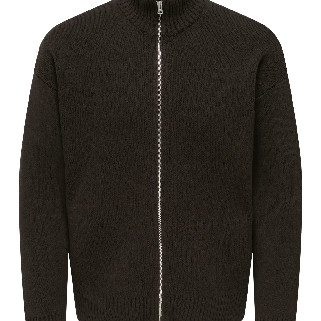 Only & Sons Blake DS High Neck Knitted Cardigan - Coffee Bean