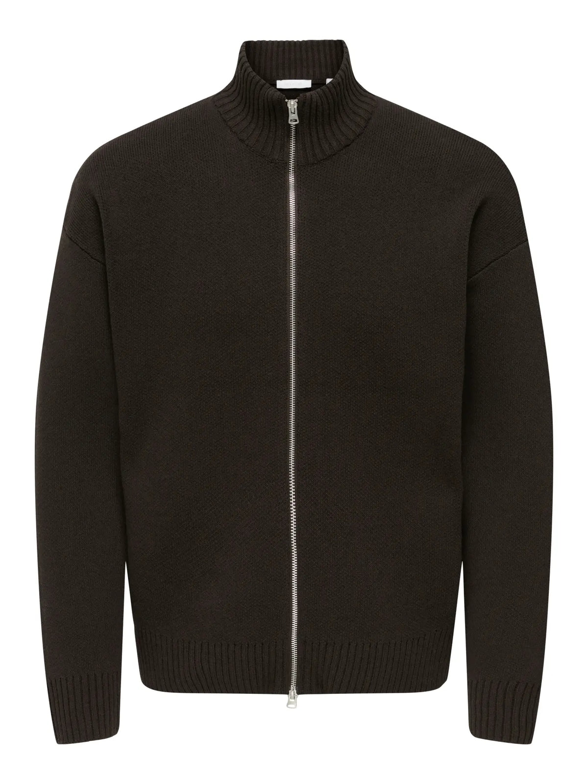 Only & Sons Blake DS High Neck Knitted Cardigan - Coffee Bean
