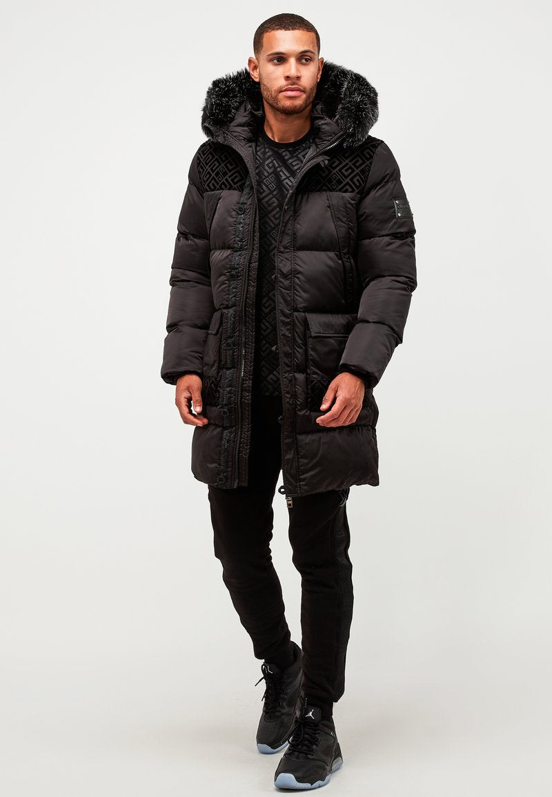 Glorious Gangsta Vallor Longline Puffer Parka Jacket Black Vault Menswear